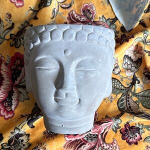 Serene White Buddha Head Planter